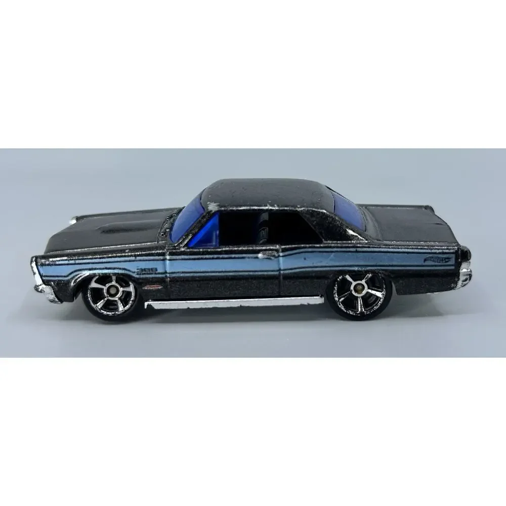 Hot Wheels 1965 Pontiac GTO Diecast Car Metallic Black Blue Windows Muscle